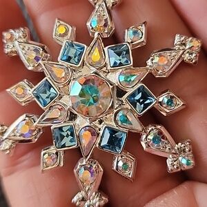 Elegant Silver Snowflake Radko Brooch